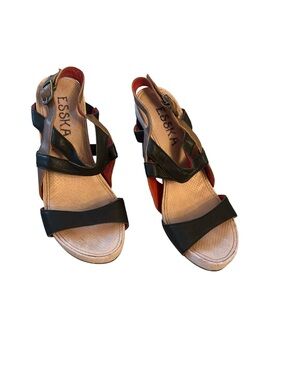 Black Strappy Women’s Sandals with Ankle Buckle